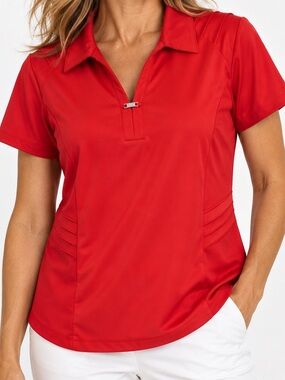 Chico’s Zenergy Golf Red Performance Polo Size 2 Size 12